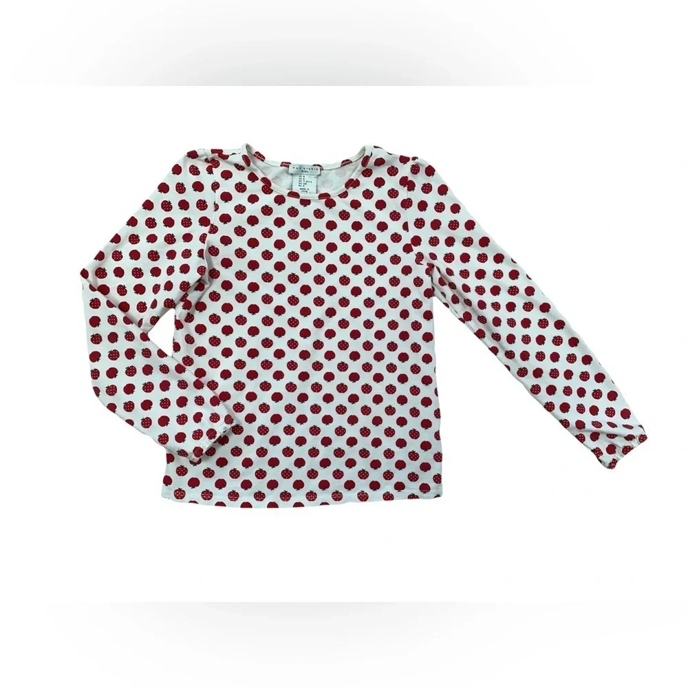 Max Studio Size 8 Apple Print Long Sleeve Tee